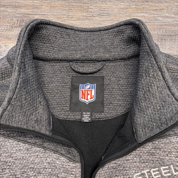 NFL Steelers Gray Colorblock Mens XL Transitional Microfleece Full Zip Jacket - Picture 3 of 10